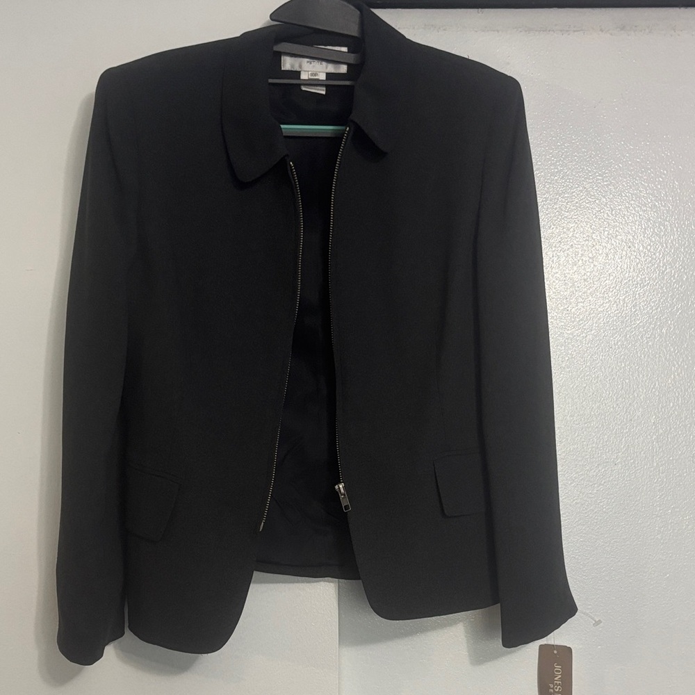 Jones New York Black Zip-Front Women's Blazer Jacket